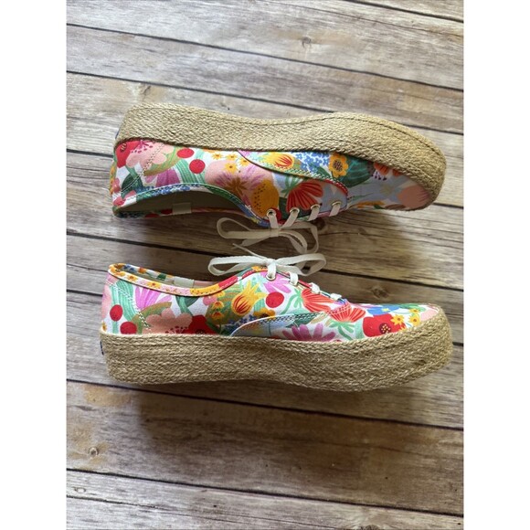 Keds X Rifle Paper Co The Platfo Slip On Sneakers 8.5 Jute Floral Sicily WF67299 - Picture 7 of 8